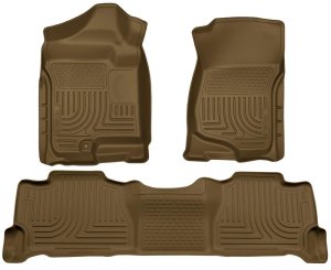 Cadillac Escalade Floor Liners - Front + 2nd Row - Husky Liners - WeatherBeater - Tan - `07-`13
